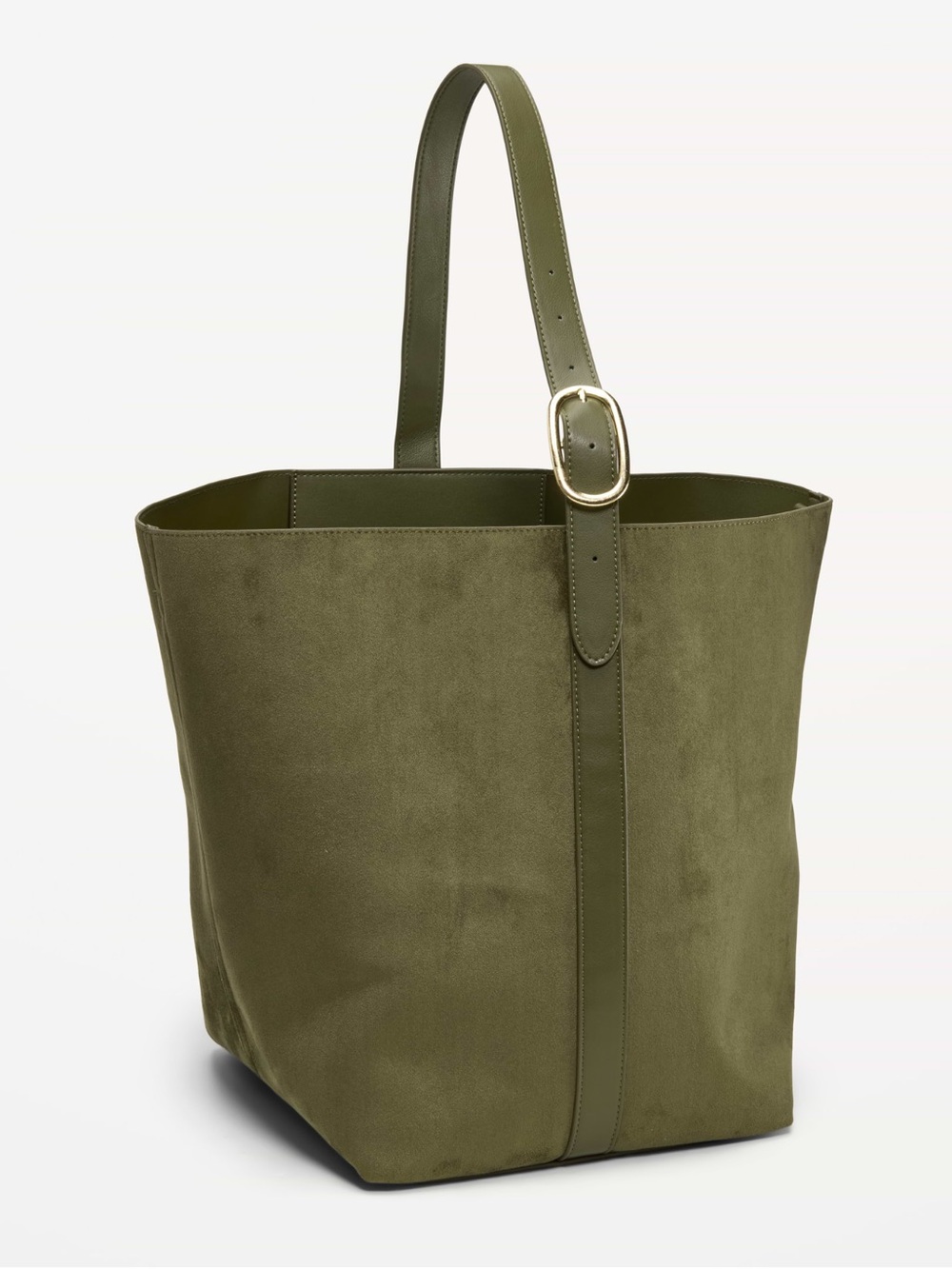 Old Navy Olive Green Suede Tote with Buckle Strap